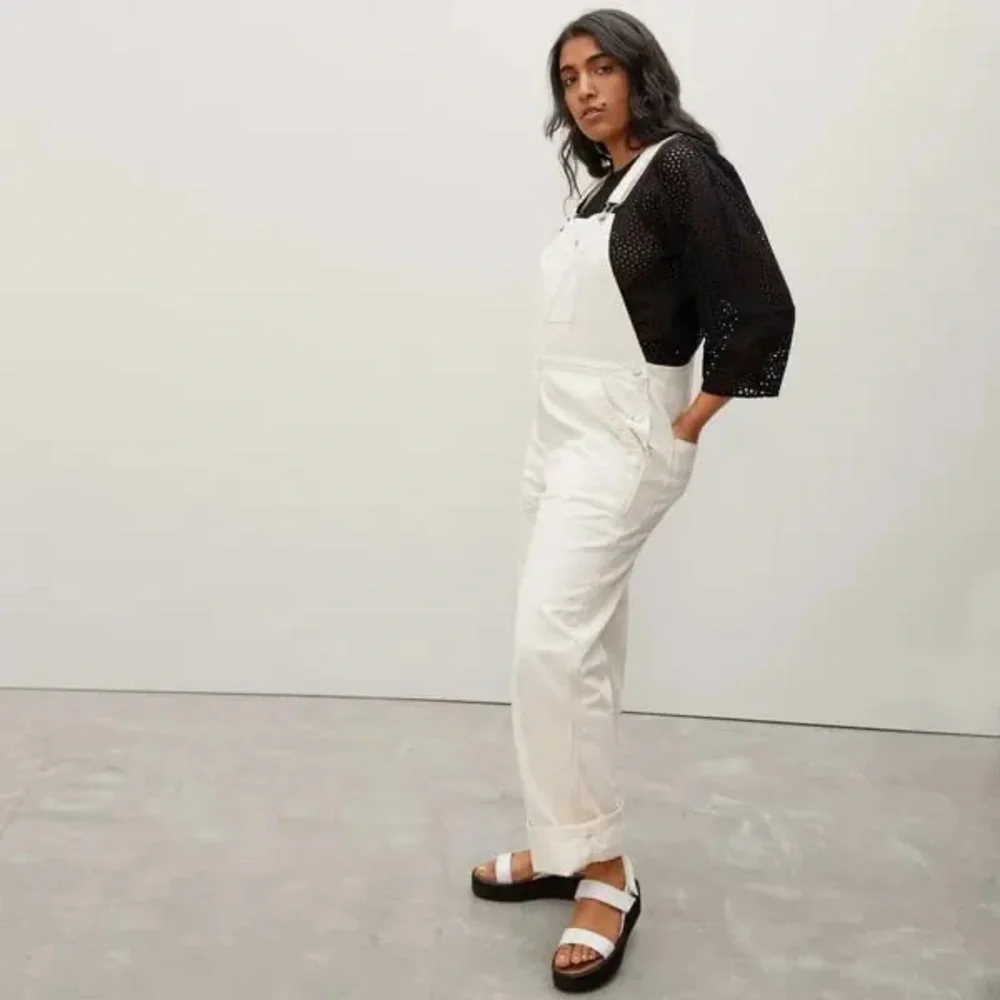 Everlane Women's Cream Canvas Overalls Size 2 - Picture 3 of 5